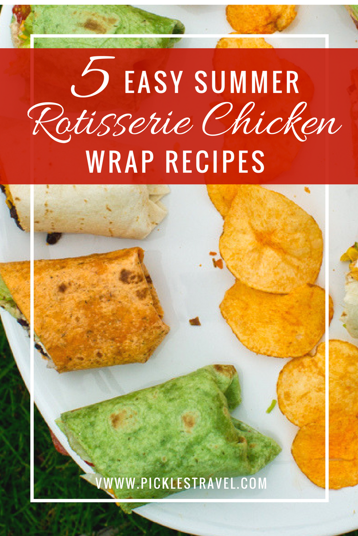Recipe for 5 incredibly easy and delicious chicken wrap sandwiches using only a few ingredients and shredded chicken. Perfect for picnics and work lunches and easy to make different ones for the kids. Ranch, Bacon, Greek and more flavors