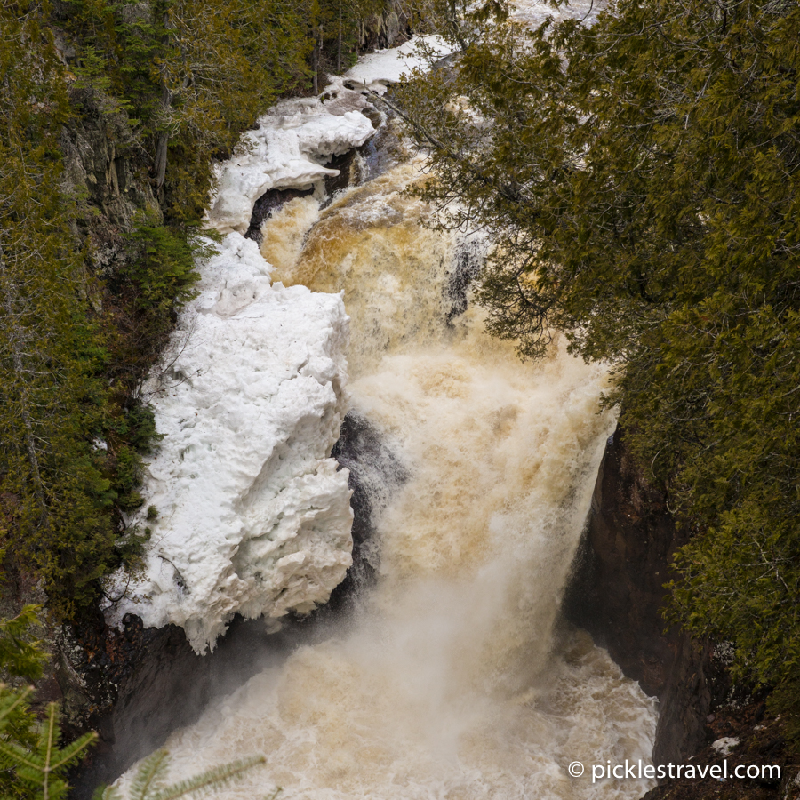 Devil's Kettle Waterfalls in winter at Judge C.R. Magney State Park