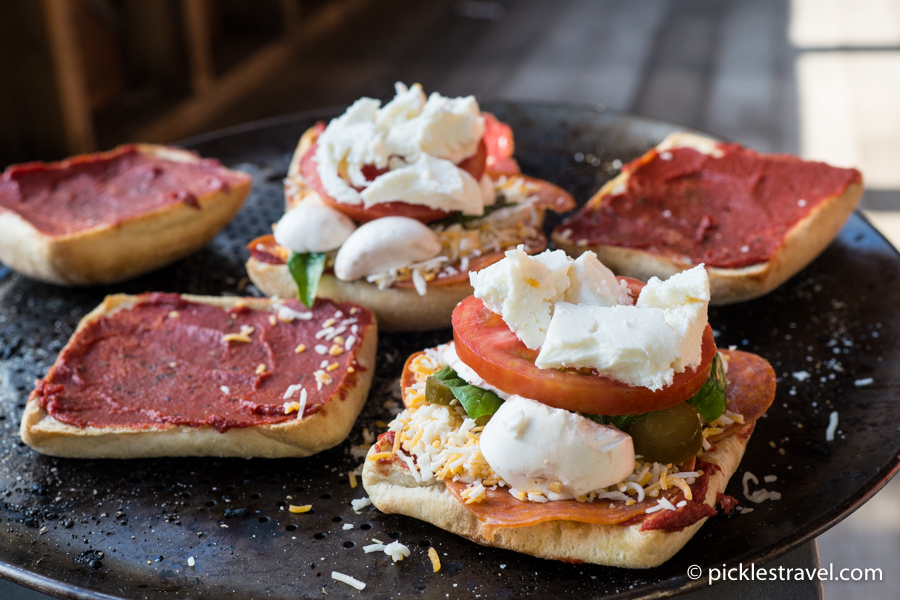 Ciabatta Pizza topped with Mozarella