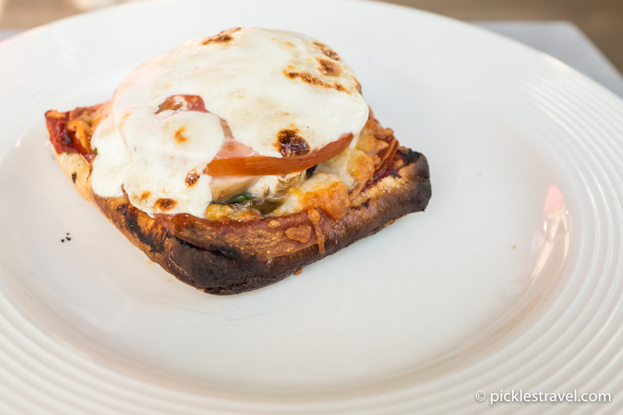 Ciabatta Bread Pizza topped with fresh Mozarella