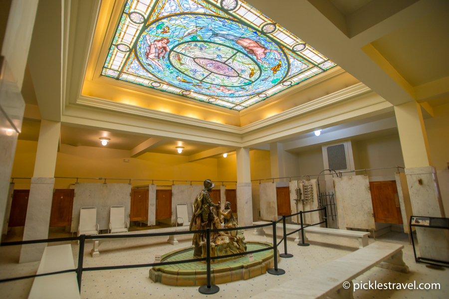 Fordyce Bathhouse Hot Springs National Park mens bath stained glass