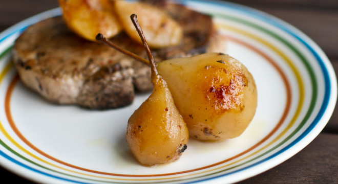 Grilled Pears perfectly compliment a pork chop