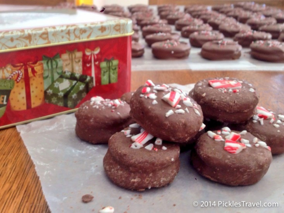 chocolate covered peppermint marshmallow sandwich cookies