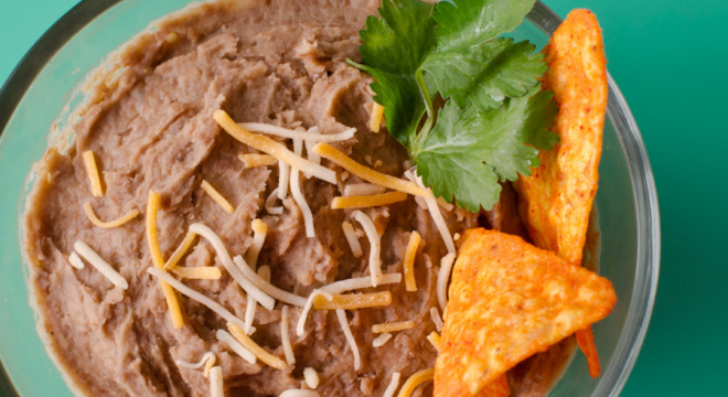 Refried Beans from scratch served as a side dip