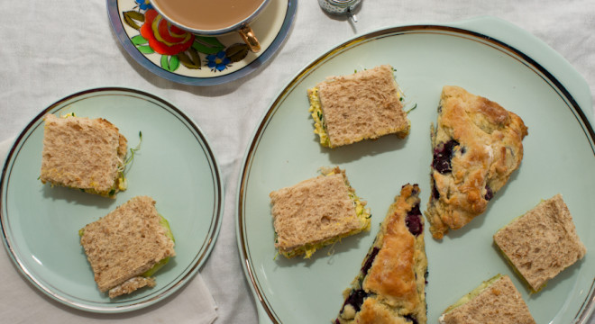 high tea with tea sandwiches & scones