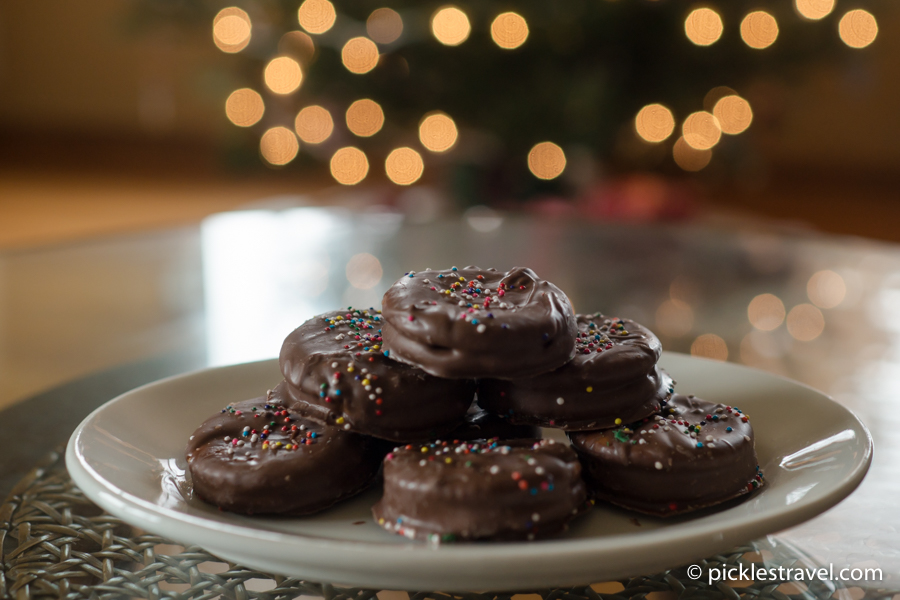 Christmas and Chocolate Dipped Peanut-Butter filled Cookies