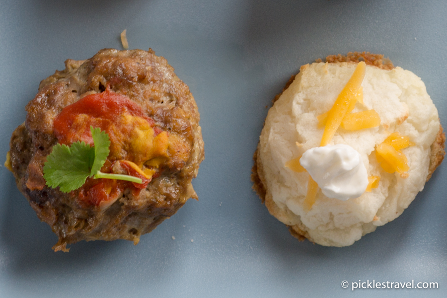 Meatball and Mashed Potato Appetizer TV Dinner bites