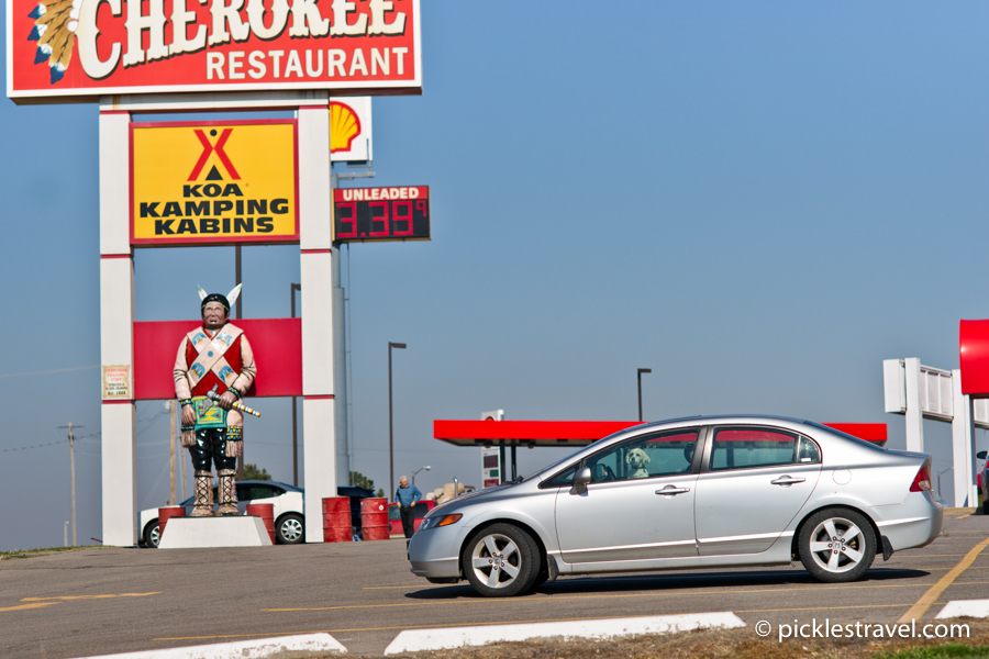 Road side stop on a road trip