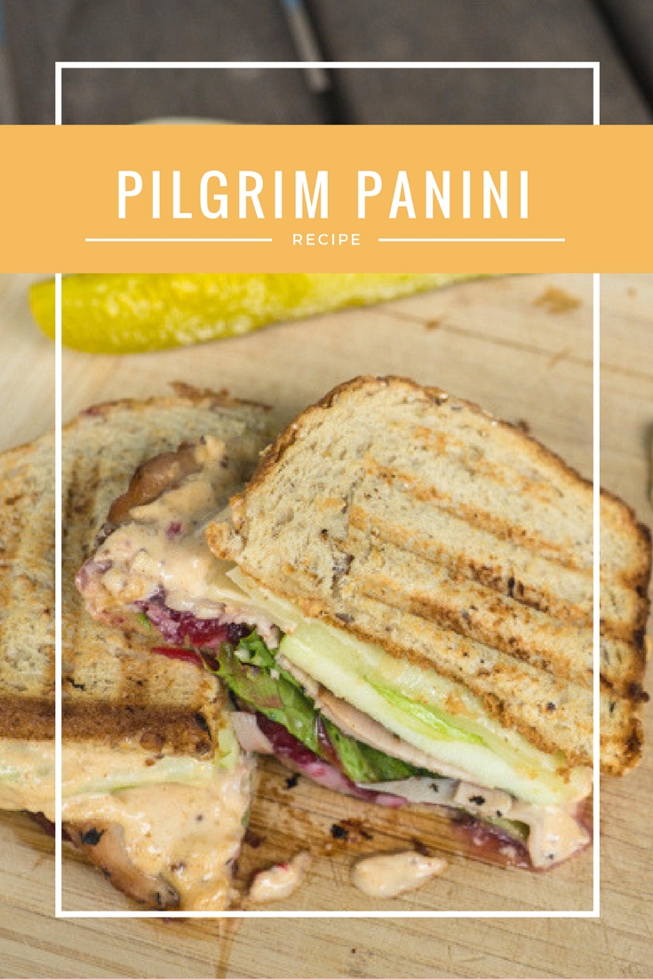 Thanksgiving leftovers make this Pilgrim Panini recipe that much better- cranberry sauce, turkey, fresh bread and cheese