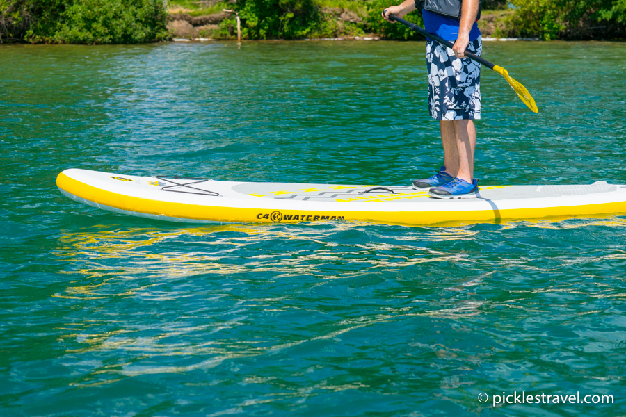 C4 Waterman SUP Paddleboard on crystal clear waters Up North to "The Lake"