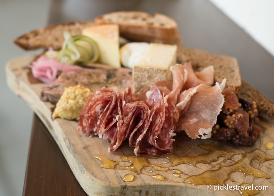 Meat and Cheese plate at The Draft Horse: Including cheese from Lone Grazer Creamery, meat from Red Table Meat, honey from Beez Kneez, Bread from Baker's Field Flour and Bread