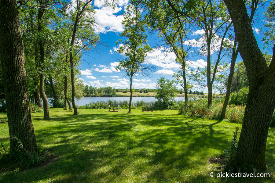 Lake, Dam, Oak trees and vibrant beauty at Split Rock Creek State Park