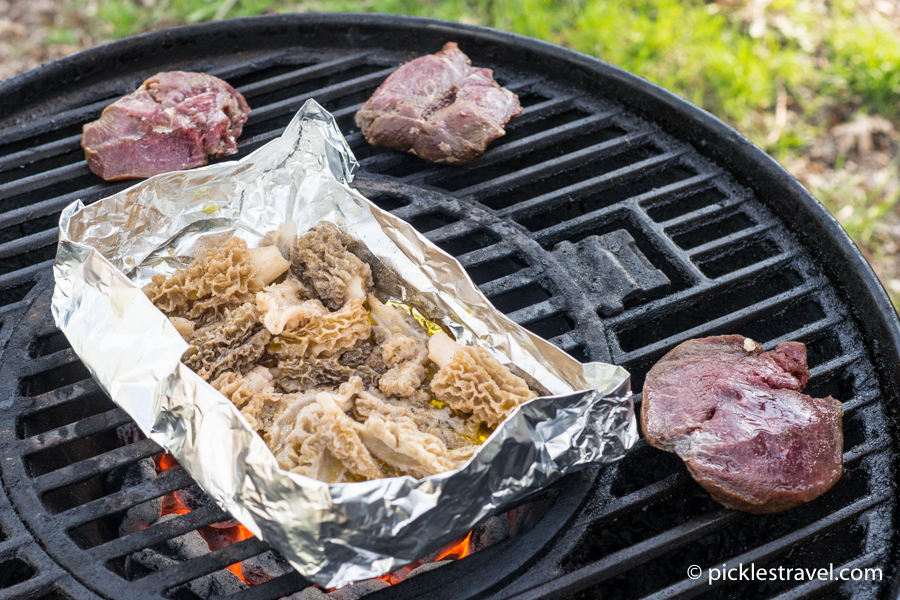Place morels on the grill over direct heat