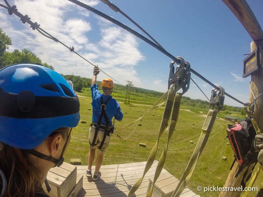 Watching the zip liner come in