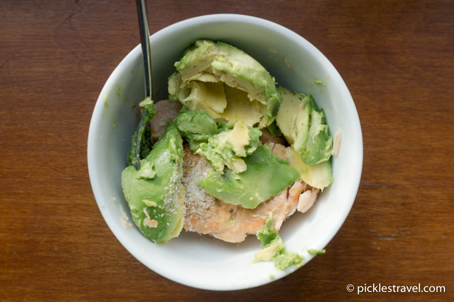 Adding in the Avocado to the Tuna Fish Appetizer